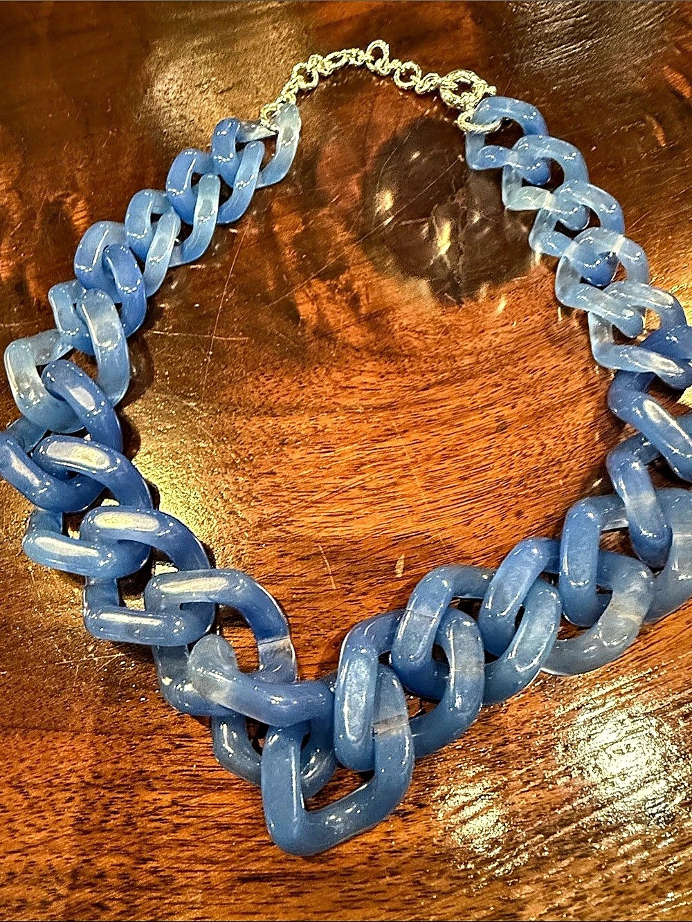 Blue & Gold Link Statement Necklace
